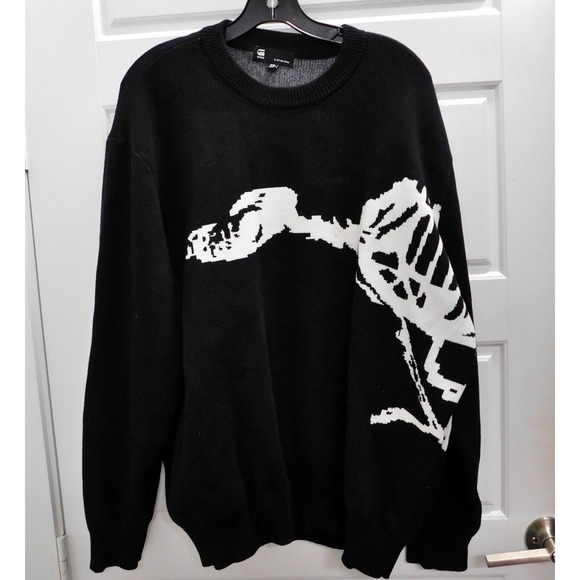 G-Star Raw Running Dog Graphic‎ Eye Bird Knit Black Size XXL